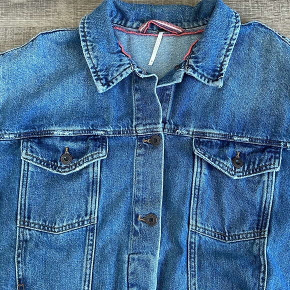 Free People Ramona Trucker Denim Jean Jacket M - Picture 10 of 16
